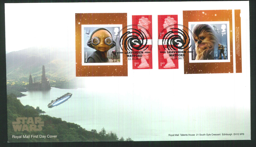 2017 - First Day Cover "Star Wars", Aliens Retail Booklet, Royal Mail, Leavesden Postmark